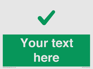 Custom green background, green tick sign